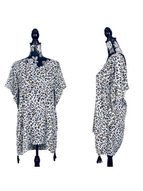 Palisades Beach Club sheer leopard print coverup size small
